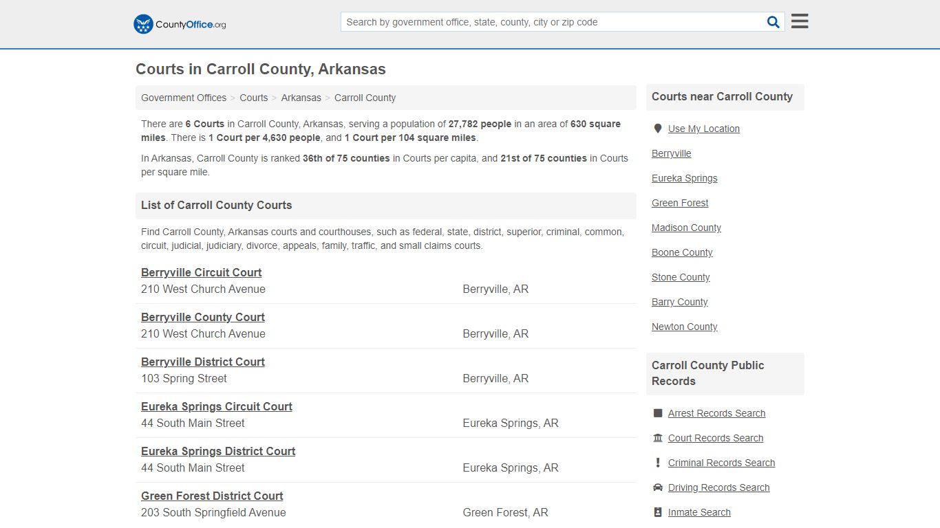 Courts - Carroll County, AR (Court Records & Calendars)